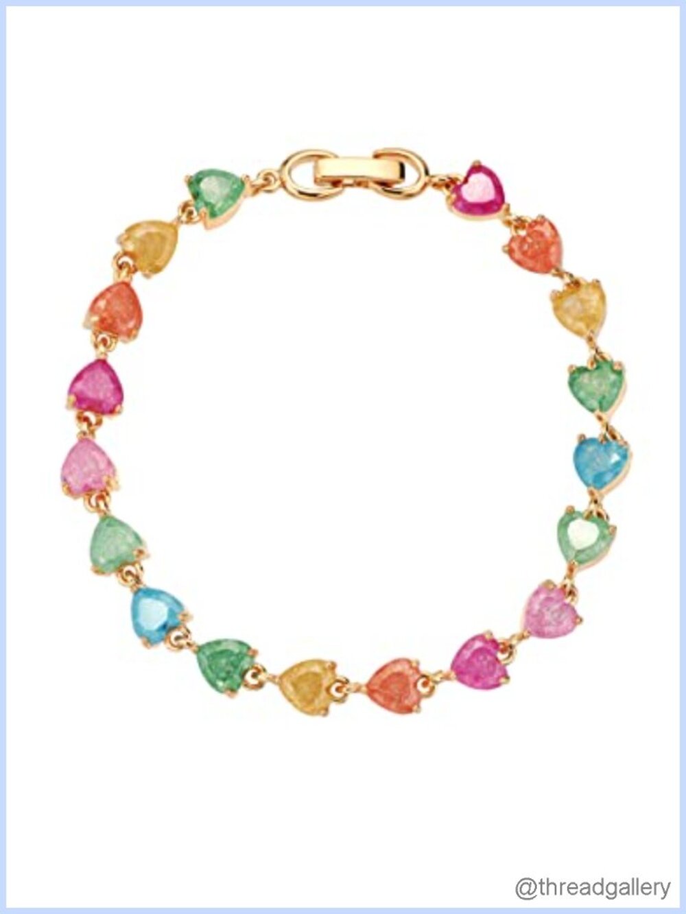 18K Gold Plated Heart Tennis Bracelet Cubic Zirconia 7.48 Inch